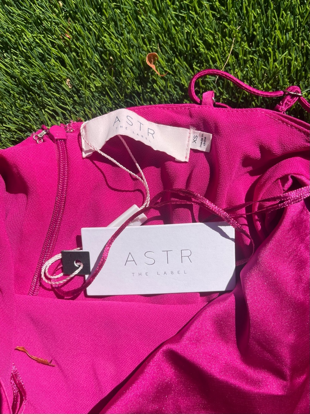 ASTR Fuchsia Asymmetrical Slip Dress with Side Ruched Detail - Picture 2 of 4